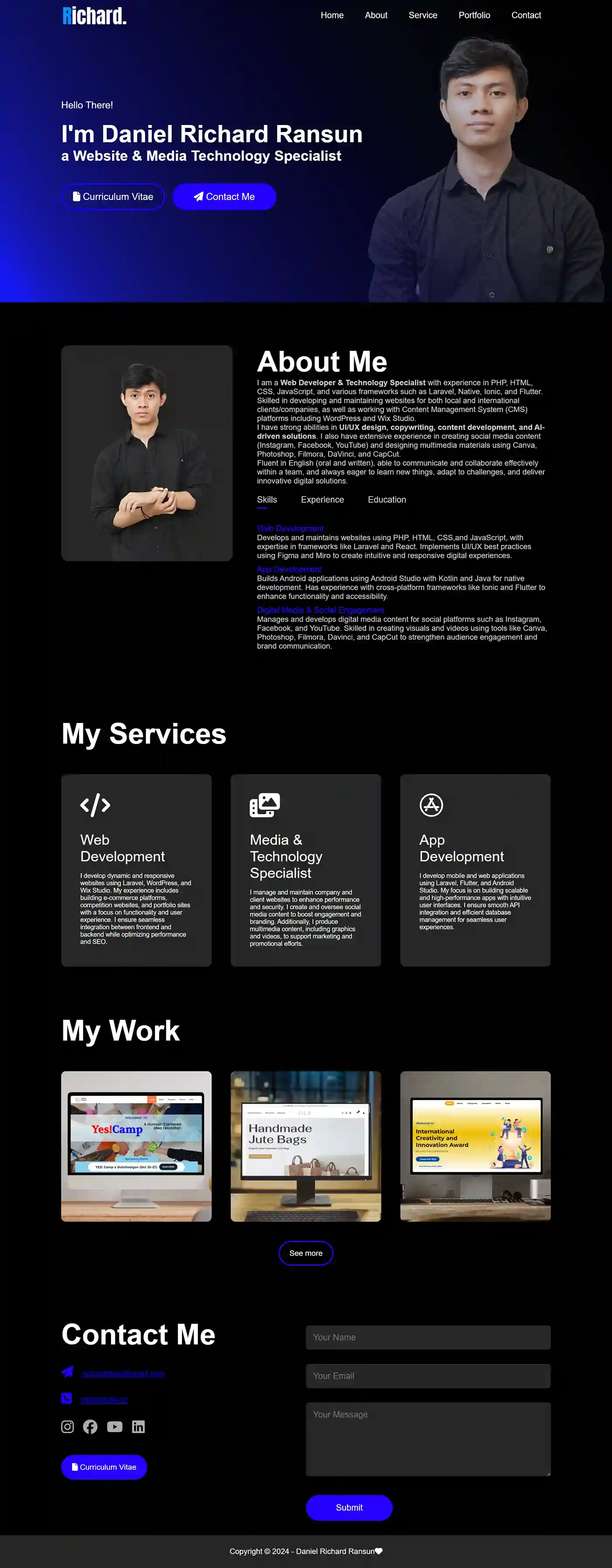 Contoh Website Portfolio Web Developer Ransite